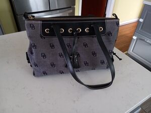 Dooney&Bourke black tweed small satchel shoulder bag